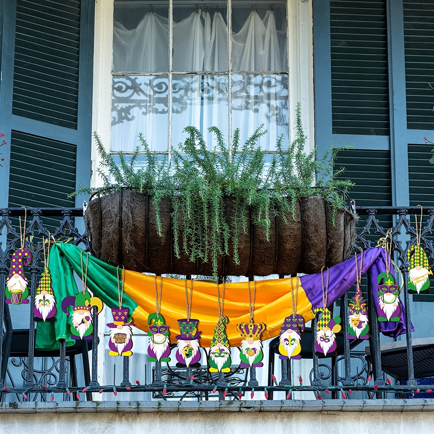 Mardi Gras Wooden Ornaments Purple Yellow Green Hanging - Temu