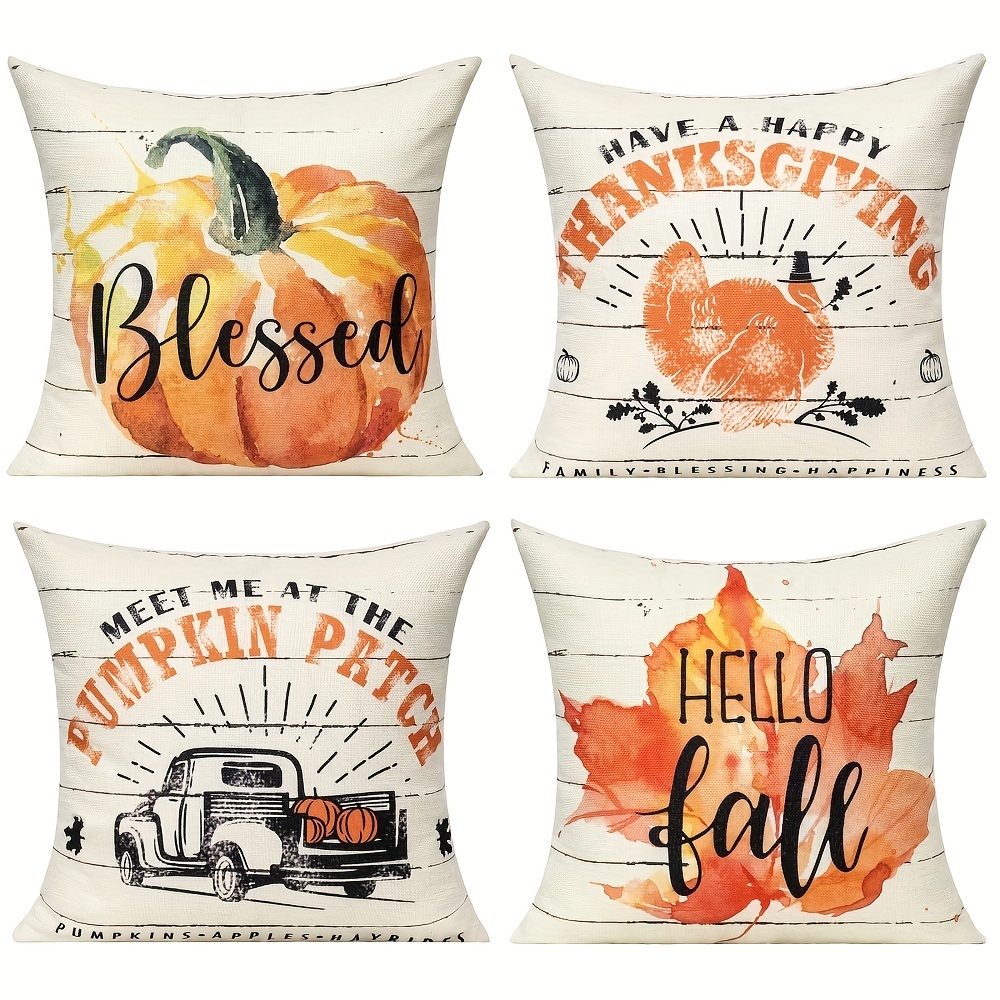 Autumn Decorative Pillow Case 1pcs Set Pumpkin Farmhouse Decoration Happy  Autumn Pumpkin Maple Leaf Pillow Giant