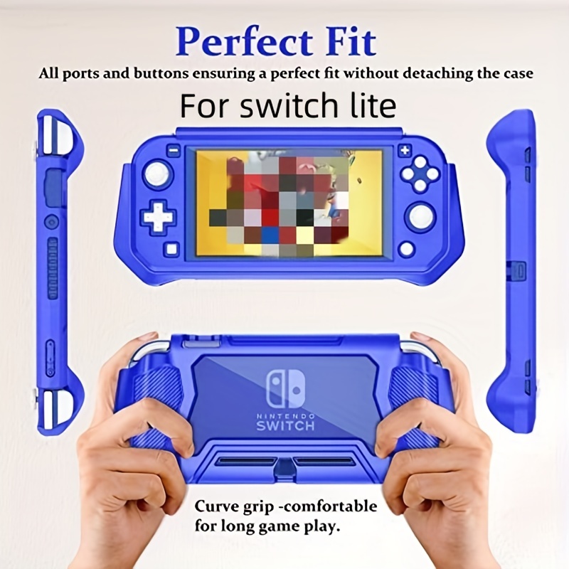 for nintendo switch lite protective case full protective switch lite protective sleeve tpu shock absorption and scratch resistance suitable for nintendo switch lite skin with bullet screensaver film and thumb grip cover details 3