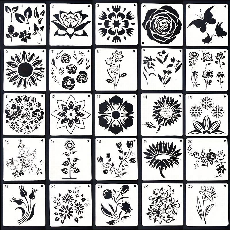 Reusable Plastic Flower Stencil Bundle,Sunflower,Rose,Dahlia Mum,Gift for  Crafter - AliExpress