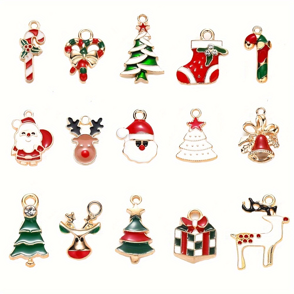 50-200Pcs Mix Random Christmas Drop Oil Alloy Pendant Colorful Enamel Christmas Charms for DIY Necklace Jewelry Accessories Christmas Supplies,Temu