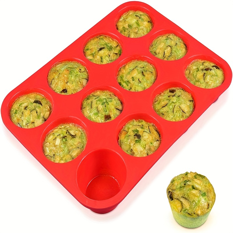 

1pc, 12 Cups Silicone Muffin Pan (12.8''x9.6''), Nonstick Bpa Free Cupcake Pan, Regular Size Silicone Mold, Baking Tools, Kitchen Gadgets, Kitchen Accessories