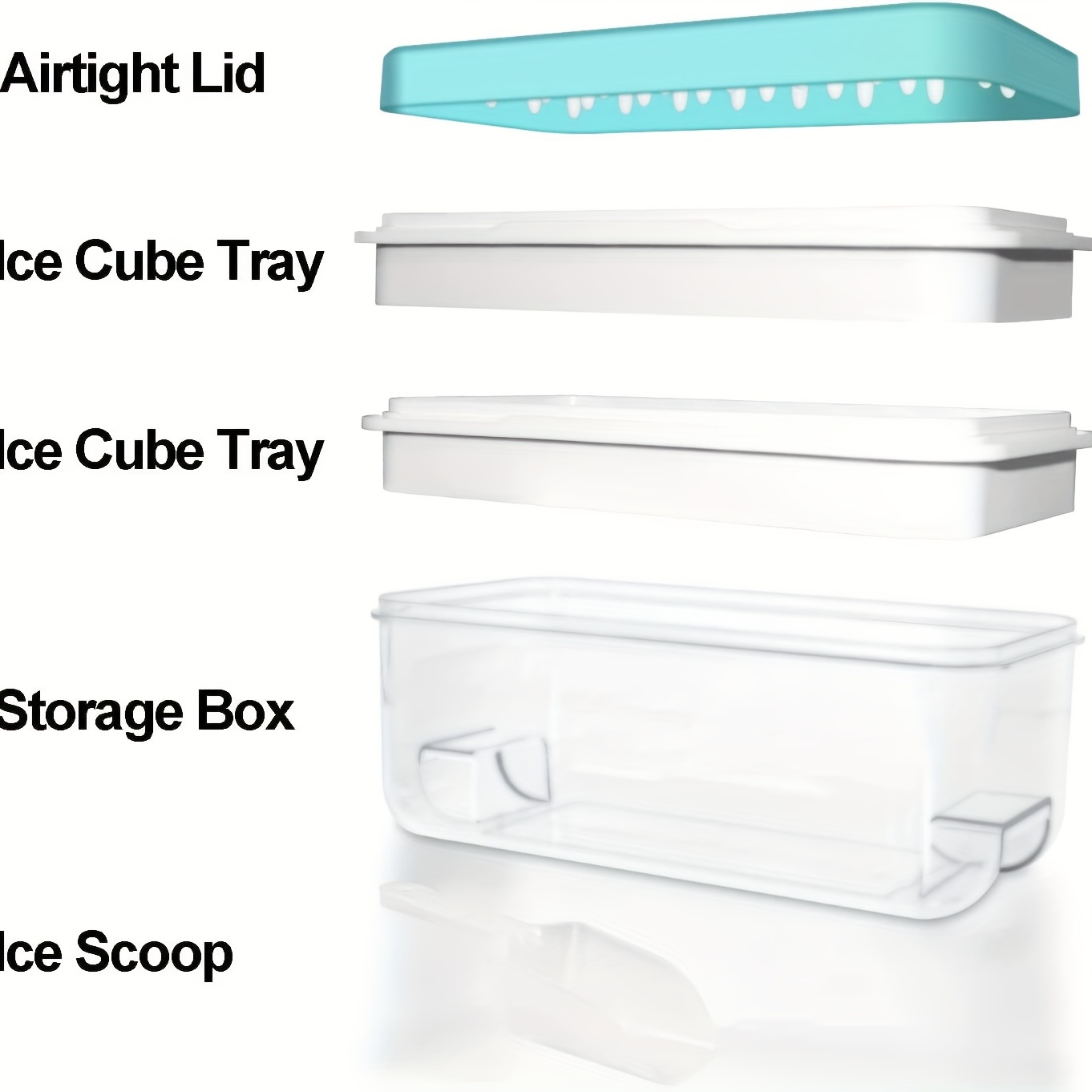 Ice Cube Bin Scoop Trays - Use It as a Portable Box in the Freezer,  Shelves, Pantry