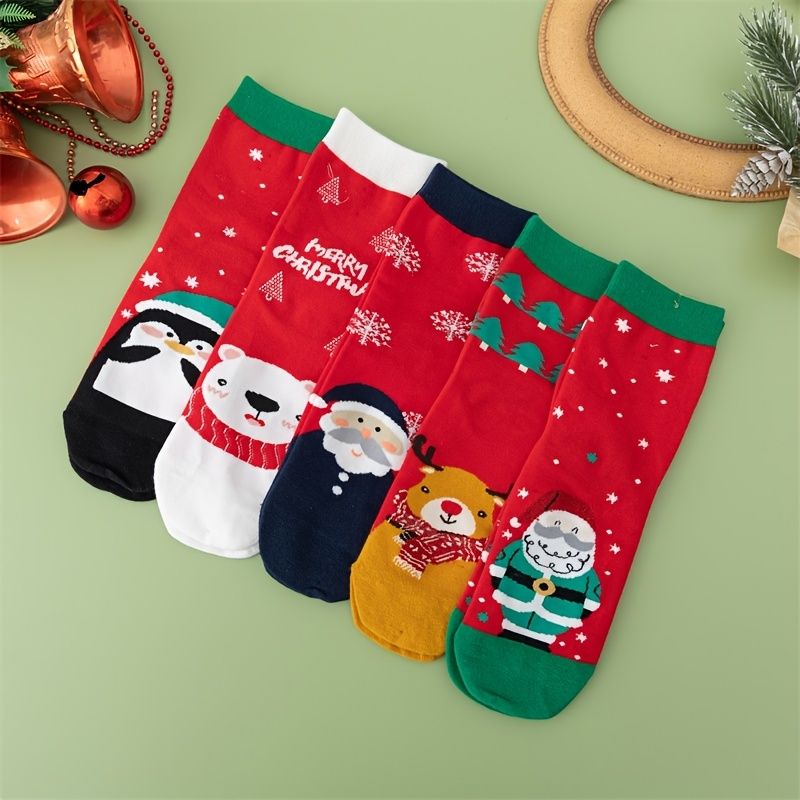 5pairs Women's Christmas Socks Cute Funny Christmas Gifts For Women -  Clothing, Shoes & Jewelry - Temu