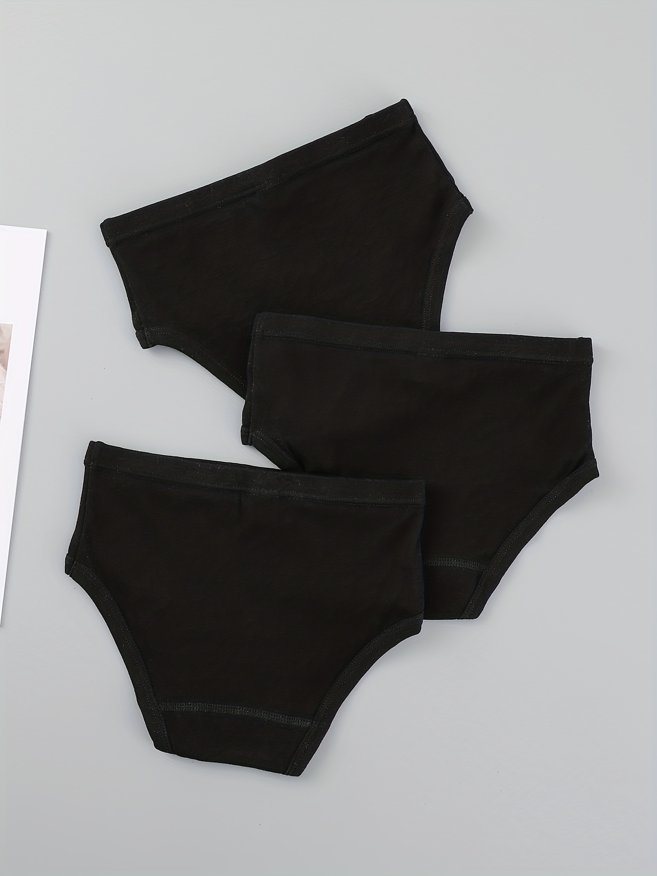 3pcs /Pack Girl Cotton Underwear Solid Color Short Panties, Size