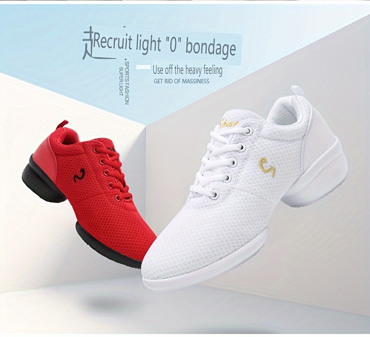 Zapatos de baile para mujer, zapatillas deportivas de baile de Jazz, Hip  Hop, transpirables, con suela suave, cómodas y flexibles, color rojo y