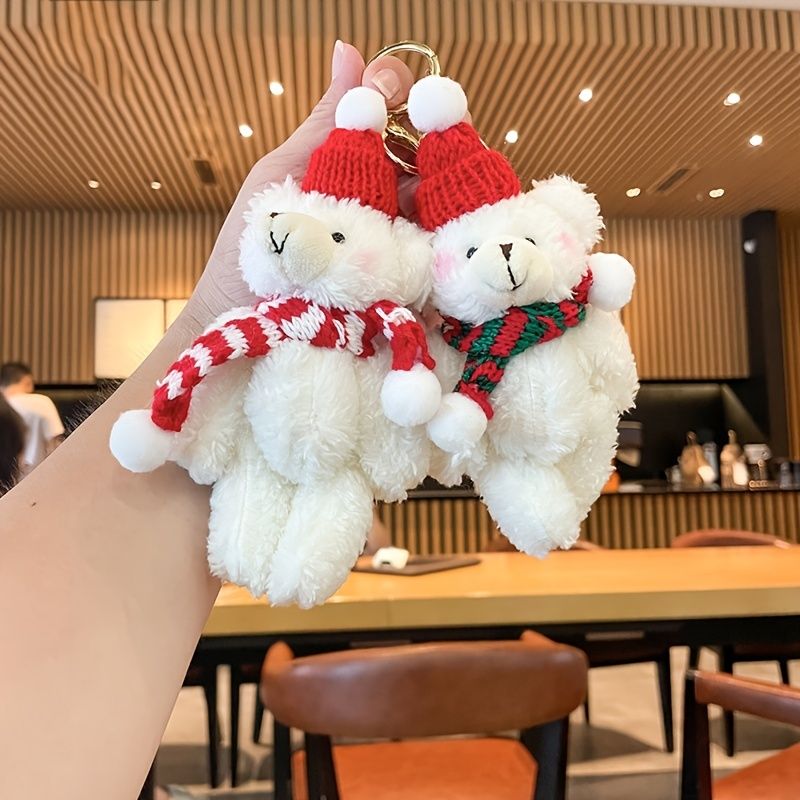 Creative Cute Kawaii Wearing Removable Christmas New Year Scarf Plush Bear  Keychain Keyrings Lightweight Soft Animal Car Bag Pendant Key Holder | Shop  Now For Limited-time Deals | Temu