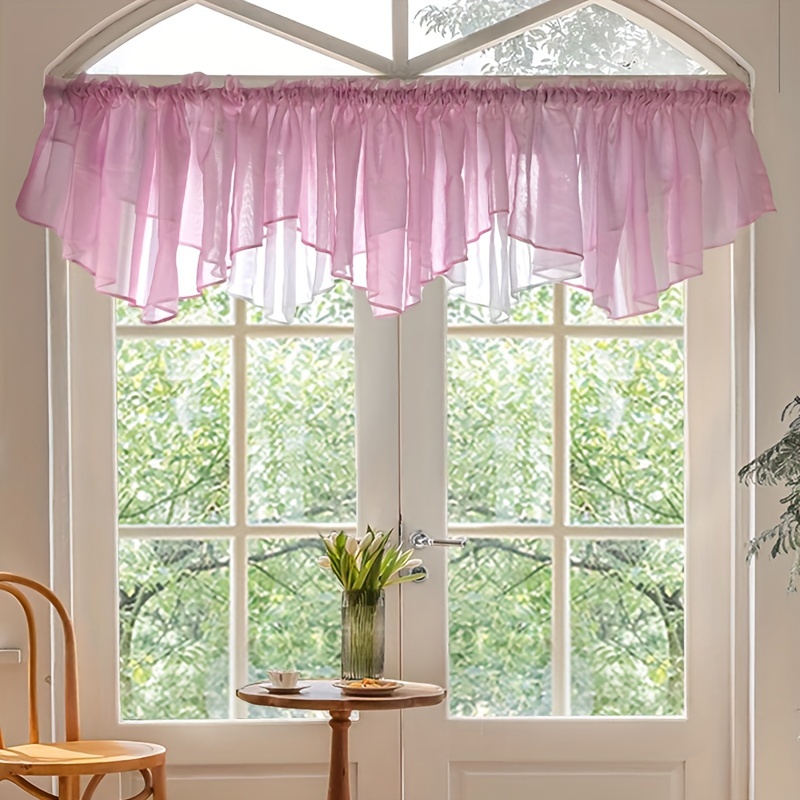 1pc white staggered tulle short curtains valance kitchens
