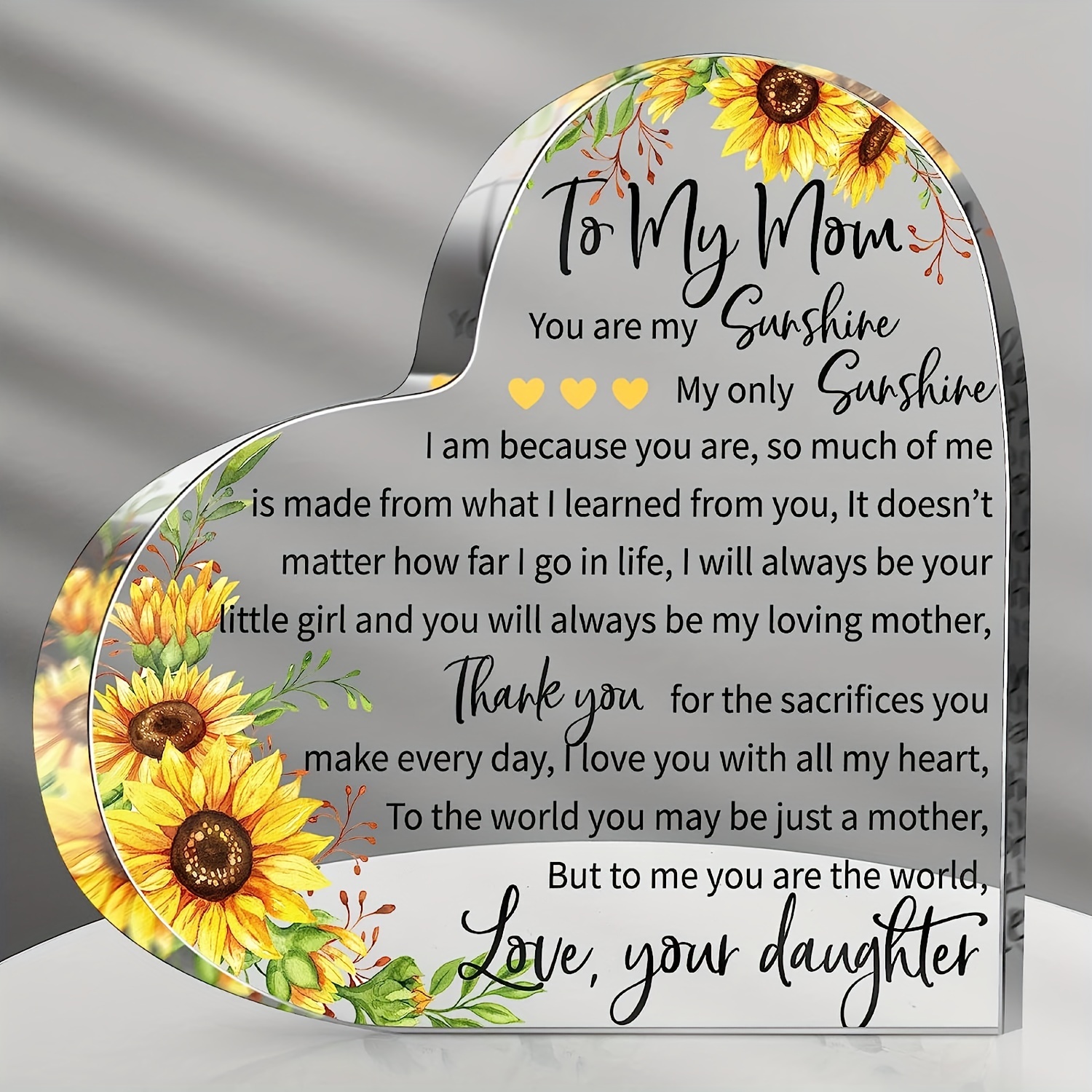 Mom Gift Dad Gift Mother in Law Gift Bonus Mom Gift Acrylic Heart Mothers  Dads Plaque Gifts Grateful Birthday Gifts for Mom Dad Acrylic Best Mom Dad
