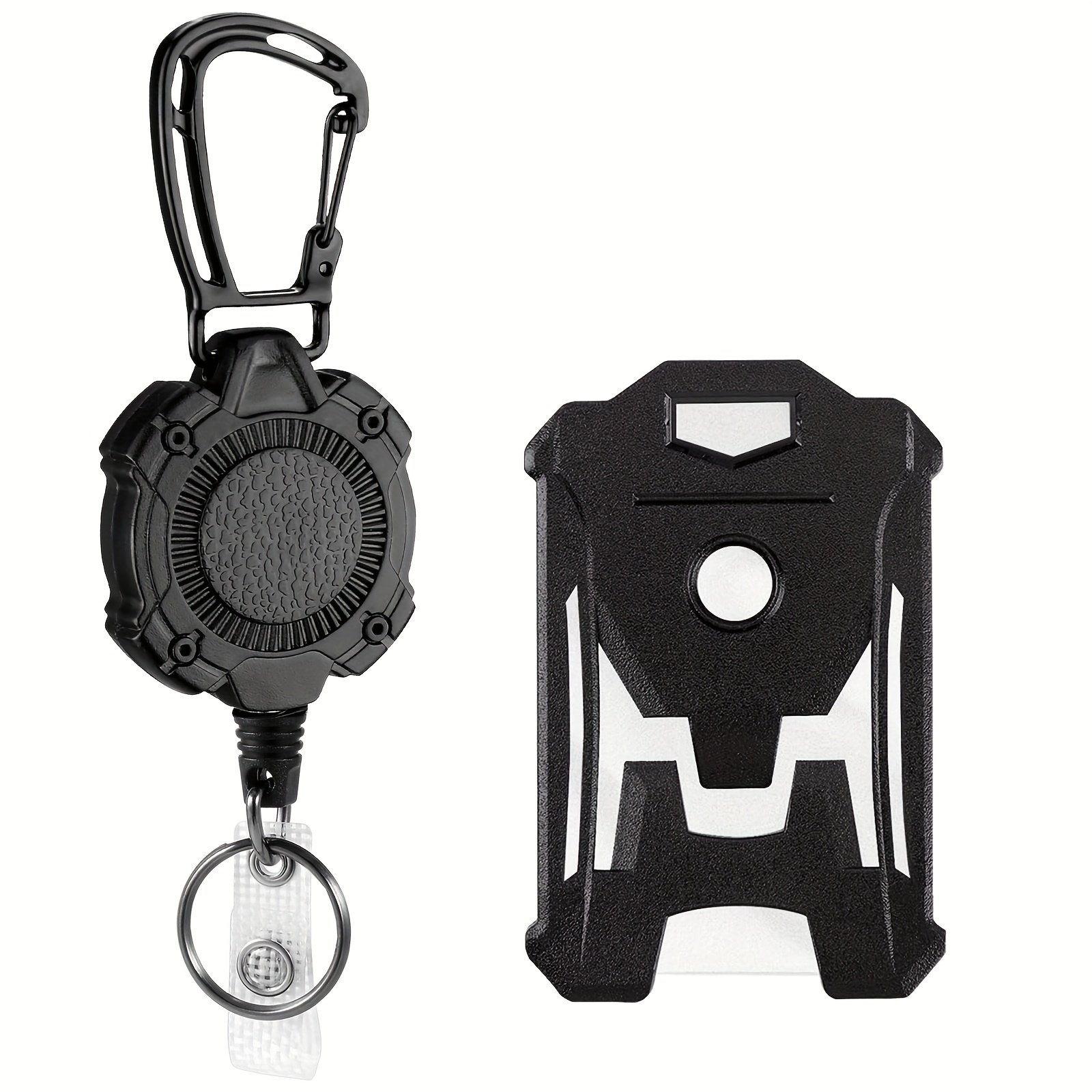 1pc Retractable Badge Holder, Heavy Duty Carabiner Keychain, Tactical ID  Card Holder With 31.5 Retractable Badge Reel