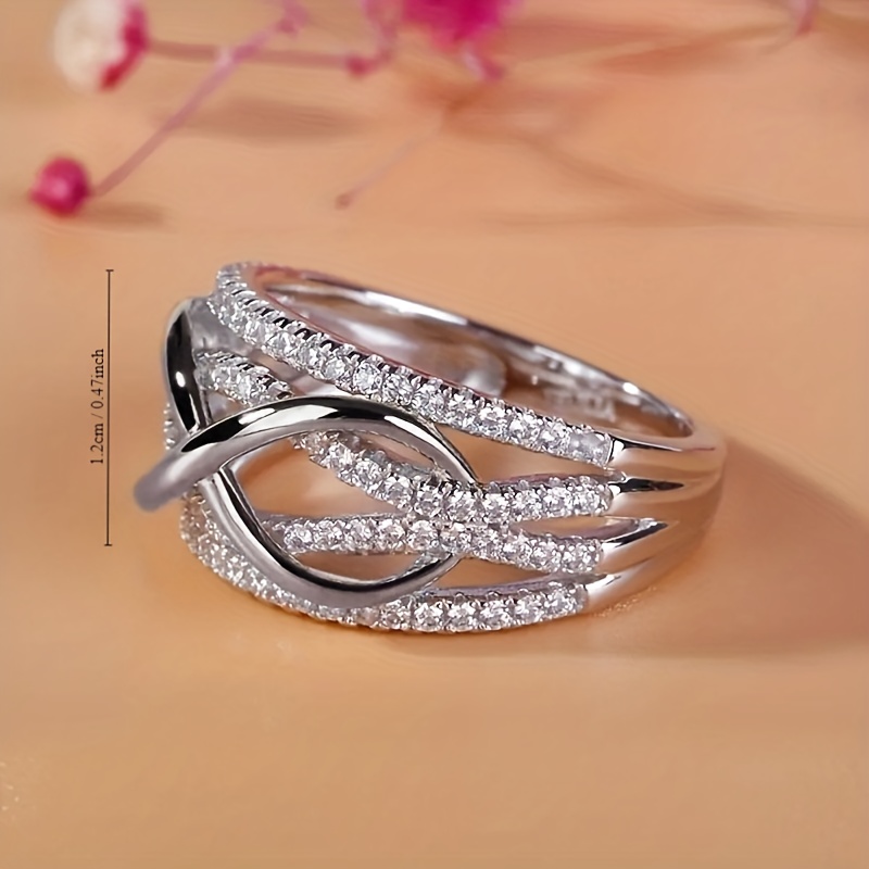 925 Silver Plated Infinity Hollow Zirconia Ring for Women