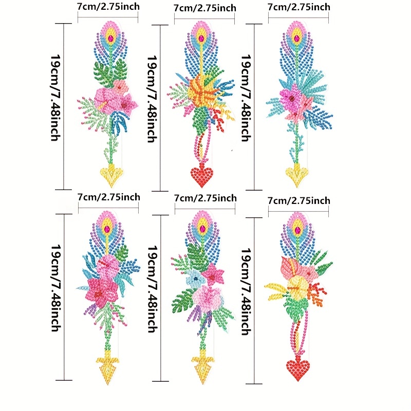 Diamond Painting Bookmarks - 6 Pack 5D DIY Butterfly Feather