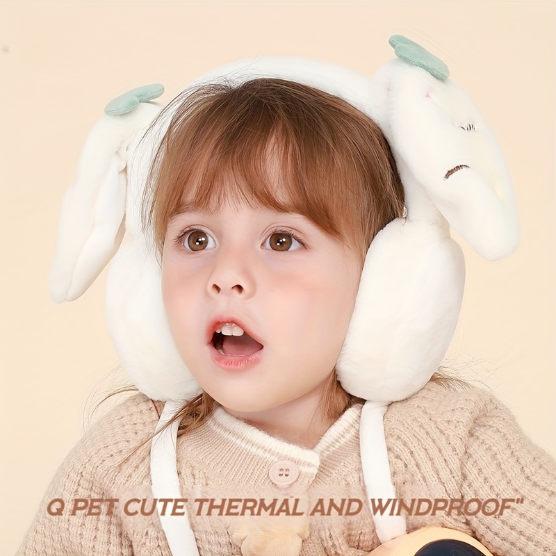 Peecabe Orejeras de invierno para niños, orejeras cálidas para niña,  orejeras con orejas de gato, calentador de orejas ajustable (blanco)
