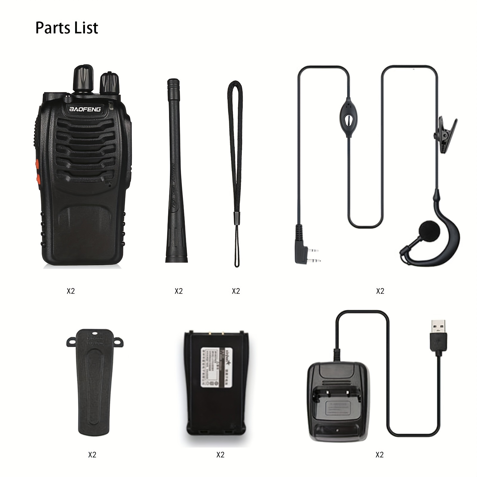 * BF-888S Two Way Radio - Portable Walkie Talkie With Bulit In LED  Flashlight And Headphones For Outdoor Adventures