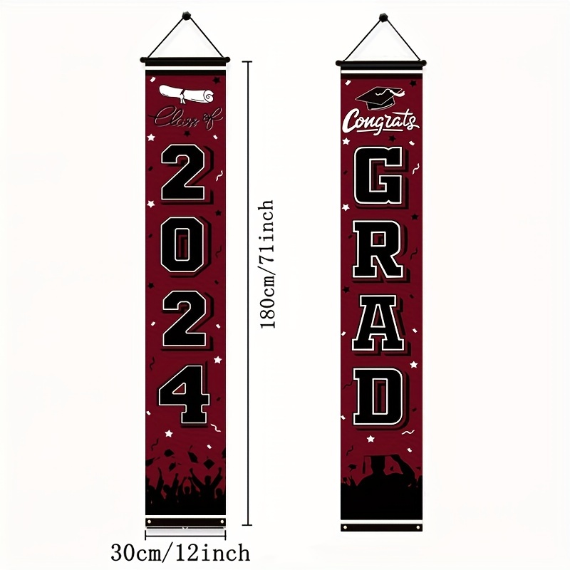 Graduation Decorations 2024 Banner Porch Sign Red Gold for Class of 2024 Graduates Party Supplies