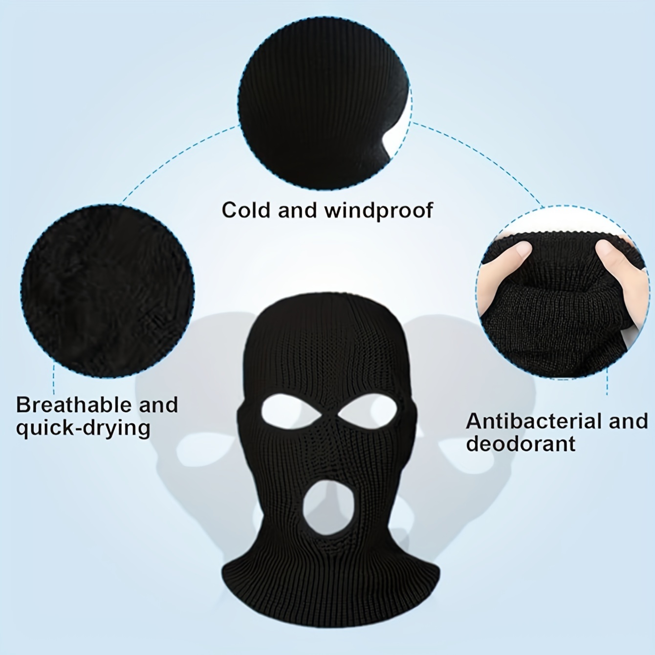 Black Balaclava - Full Face Cover Three Hole Ski Mask – ™