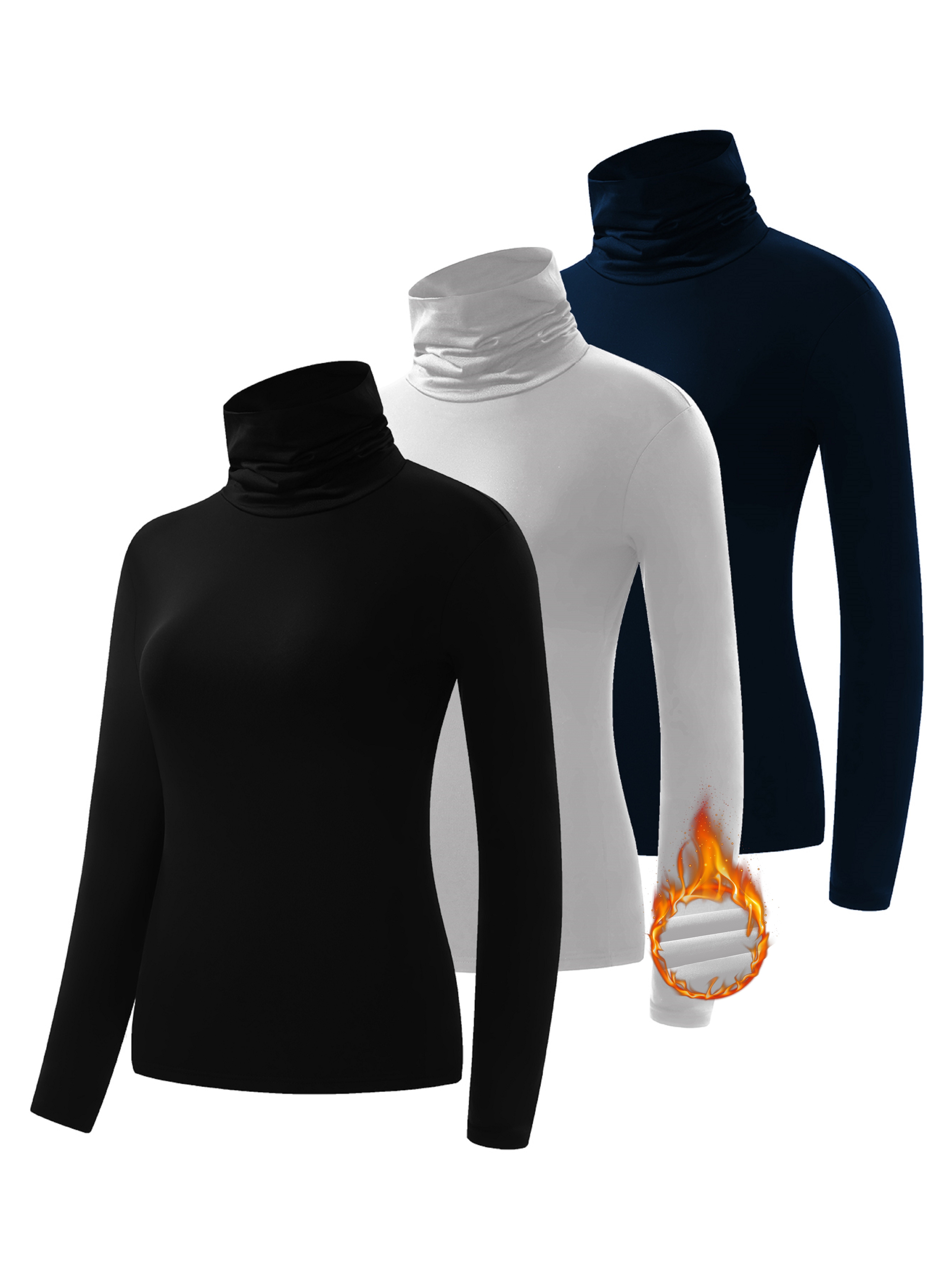 Camisetas térmicas de capa base para mujer, paquete de 2, camiseta de  confort debajo de la bata para mujer