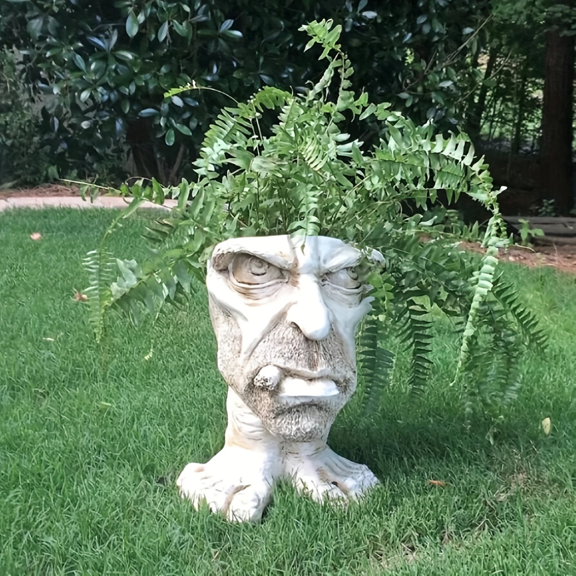 Drôle d'arbre Face Jardin Décoration Marron Résine Vieil Homme Extérieur  Visages Statues Cour Lumineuse Pâques Décor
