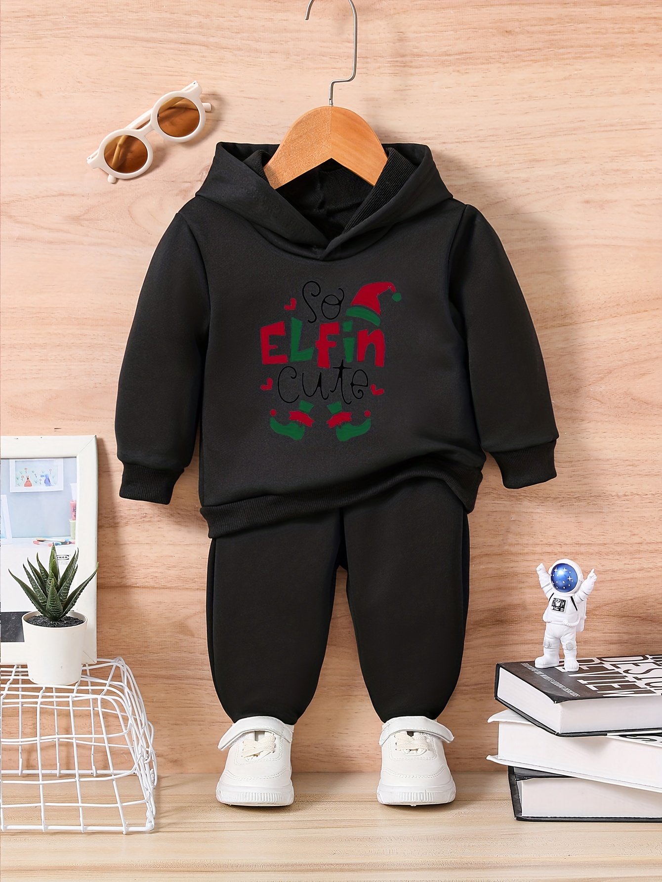 Boy's Elfin Cute Print Outfit Hoodie Sweatpants Set Toddler - Temu