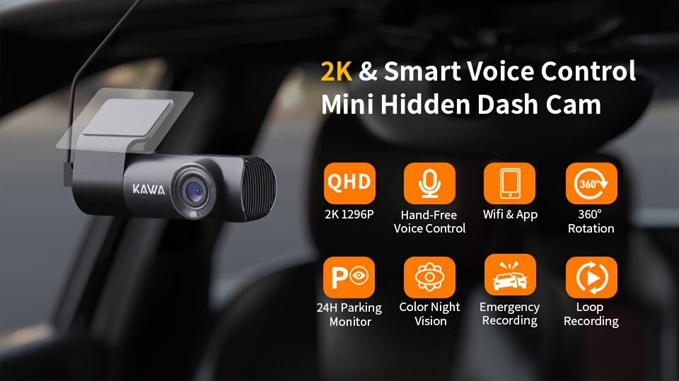 Dash Cam 2k Kawa Wifi Dash Camera Cars 1440p Hand free Voice - Temu