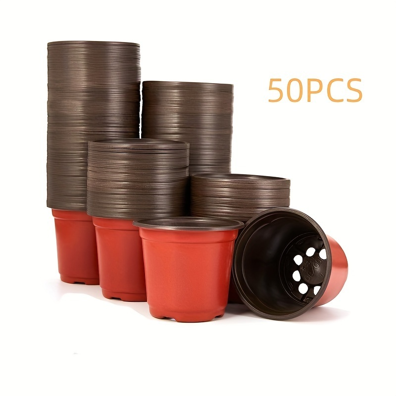 

50pcs 4 Inches Plastic Plant Nursery Pots, Seedling Flower Plant Container And Seed Starting Pots