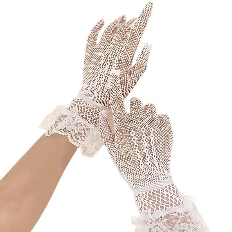 Long white deals lace fingerless gloves