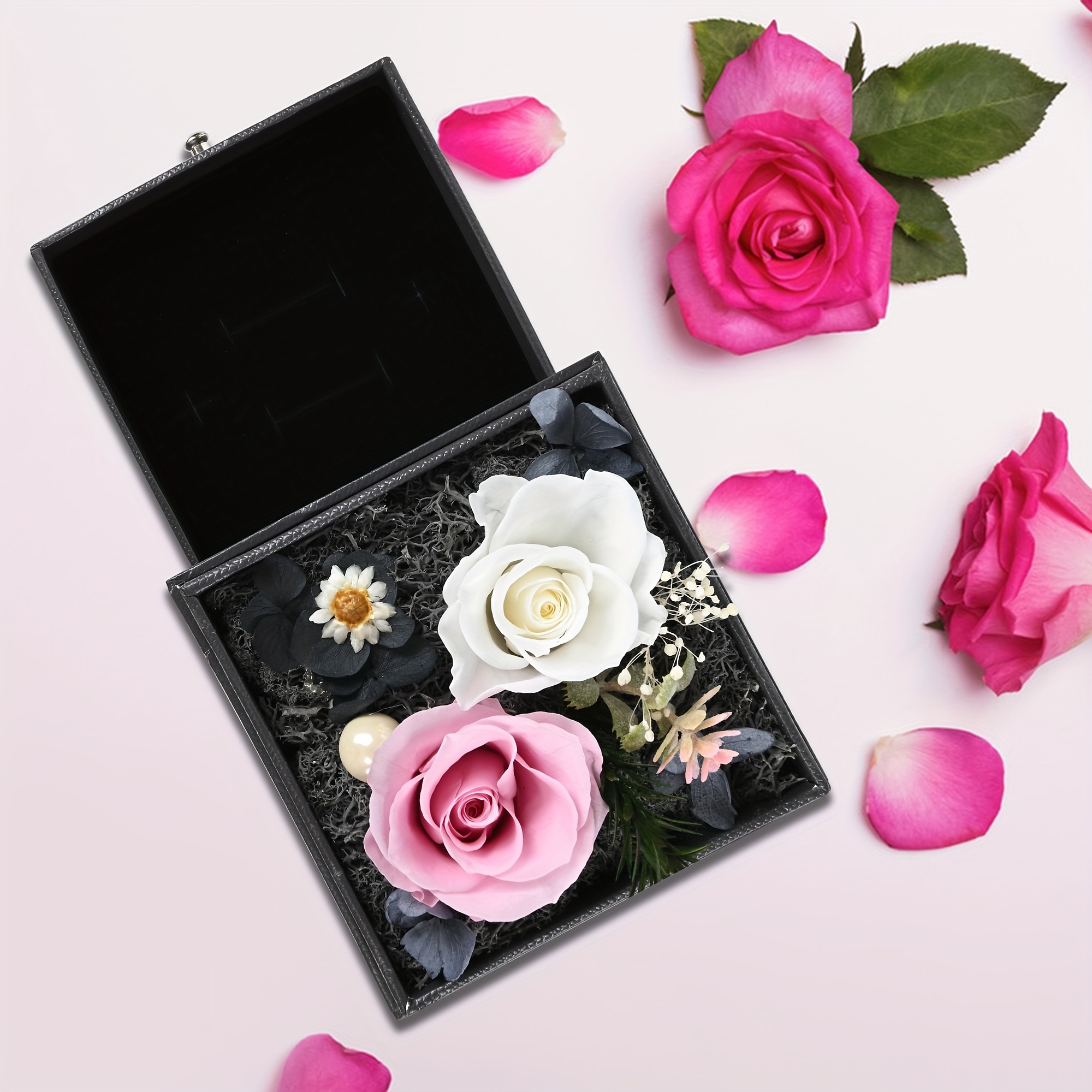 Eternal Rose Gift Box Necklace Gift Box Women Preserved Real - Temu Canada