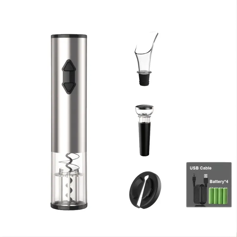 1pc electric wine opener automatic electric wine bottle corkscrew opener with foil cutter for wine lover 4 in 1 gift set details 3