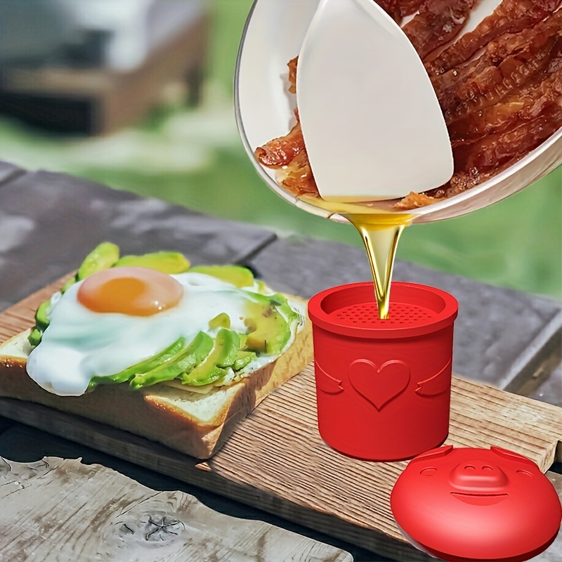 Creative Pig-shaped Silicone Bacon Grease Container, Oil Filter, Grease  Collector, Oil Container, Bacon Grease Storage Container, Grease Can With  Strainer Dust-proof Lid, Kitchen Utensils, Kitchen Supplies, Apartment  Essentials, Ready For School 