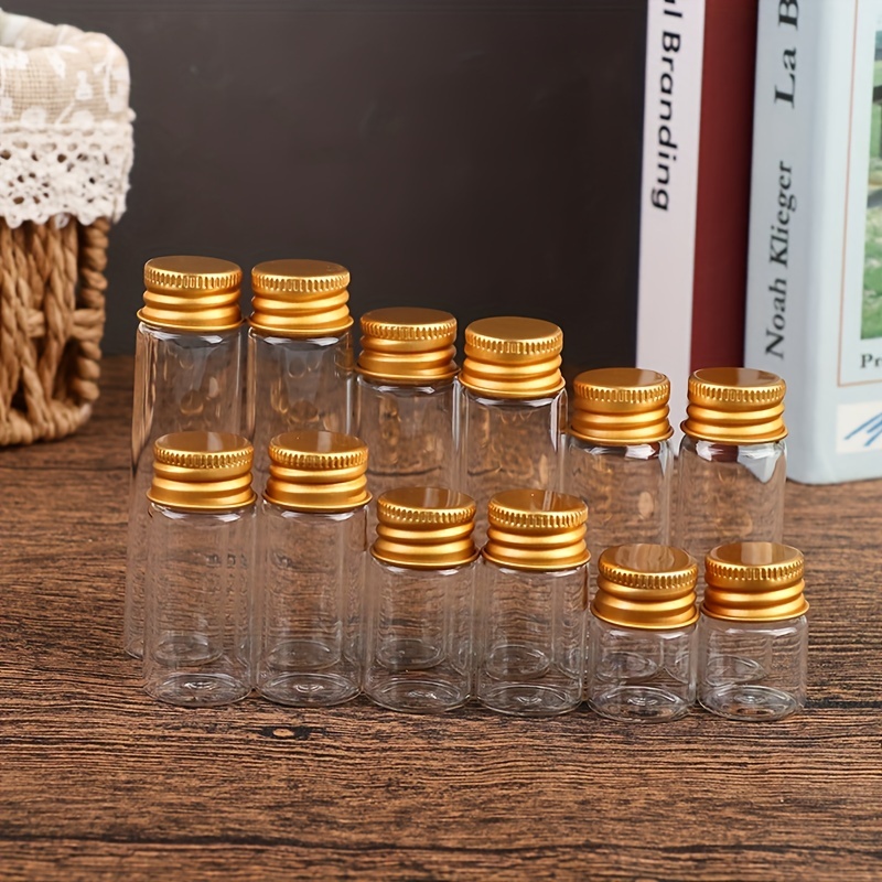 Mini botellas de vidrio de 0.2 fl oz con tapa de aluminio vacías pequeñas  botellas de deseos frascos de vidrio 24 piezas (24, 0.2 fl oz)
