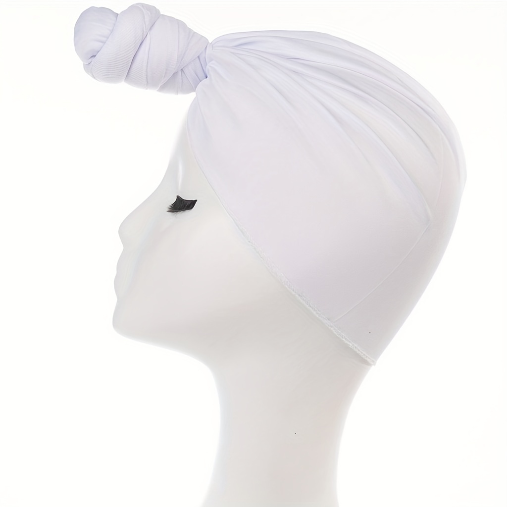 Top Knot Turban Cap Solid Elastic Head Wraps Casual Breathable Head Scarf