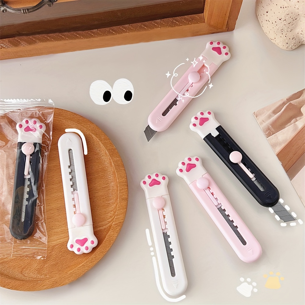 Kawaii Cute Cat Mini Paw Box Cutter, Retractable Safety Tool, Utility  Knife, Craft Knife, Box Cutter Keychain, Crafts Supplies, Pocket Size 