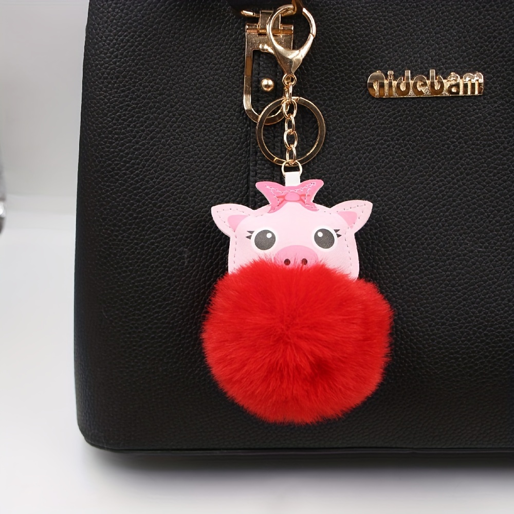1pc Adorable Round Ball Keychain For Women, Fashionable Bag