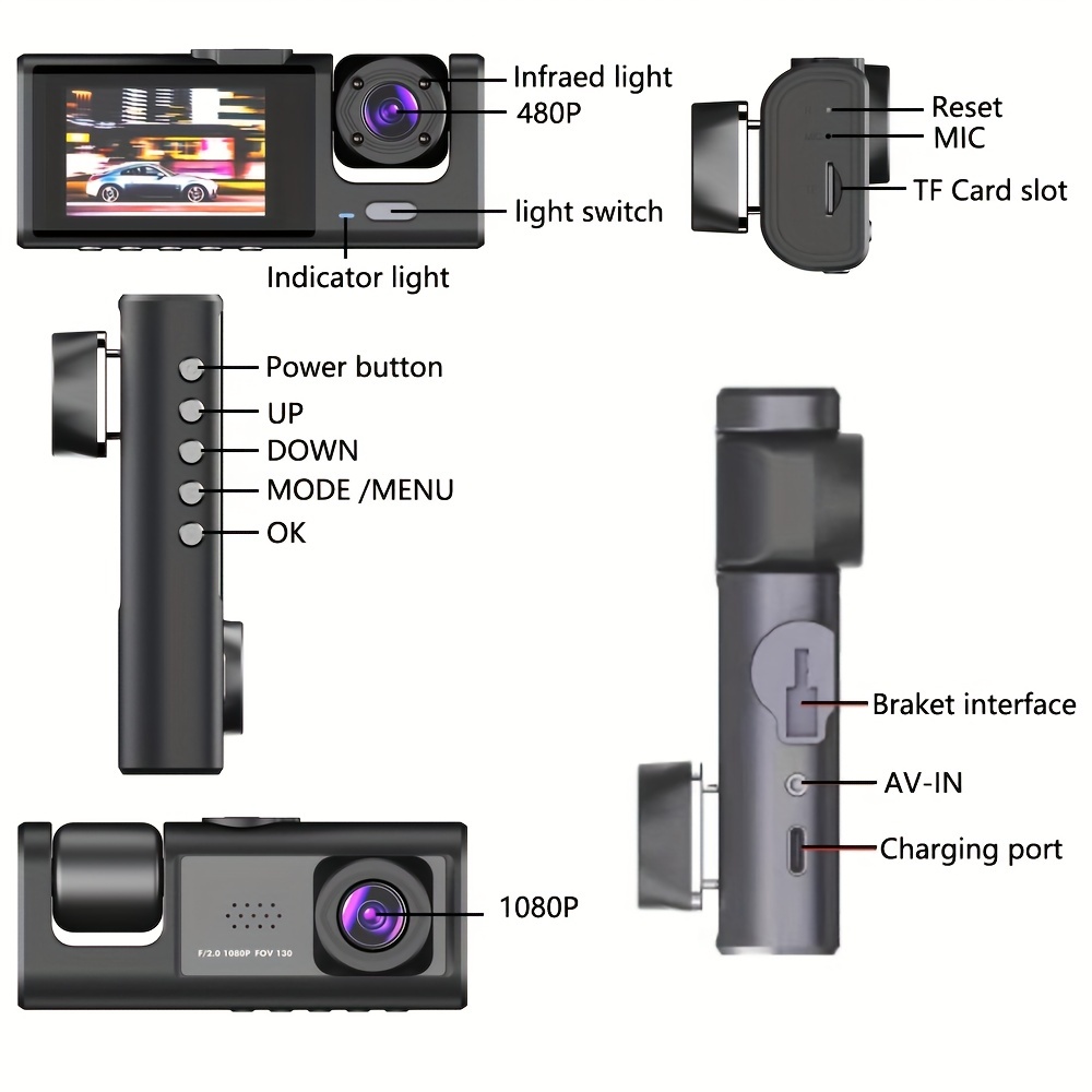 WOLFANG Dashcam Avant Arrière, Caméra embarquée Avant arrière 4K/1080P avec  GPS WiFi, écran IPS de 3, G-Capteur, Vision Nocturne, Enregistrement en  Boucle 170 ° Grand Angle WDR, Mode Parkin : : High-Tech