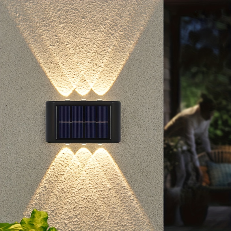 

2pcs Solar Up And Down Wall Lights, Outdoor Waterproof 4/6 Leds Step Light, Solar Fence Lights For Outdoor Yard Garden Lawn Patio Courtyard Fences Driveway Pathway Decoration