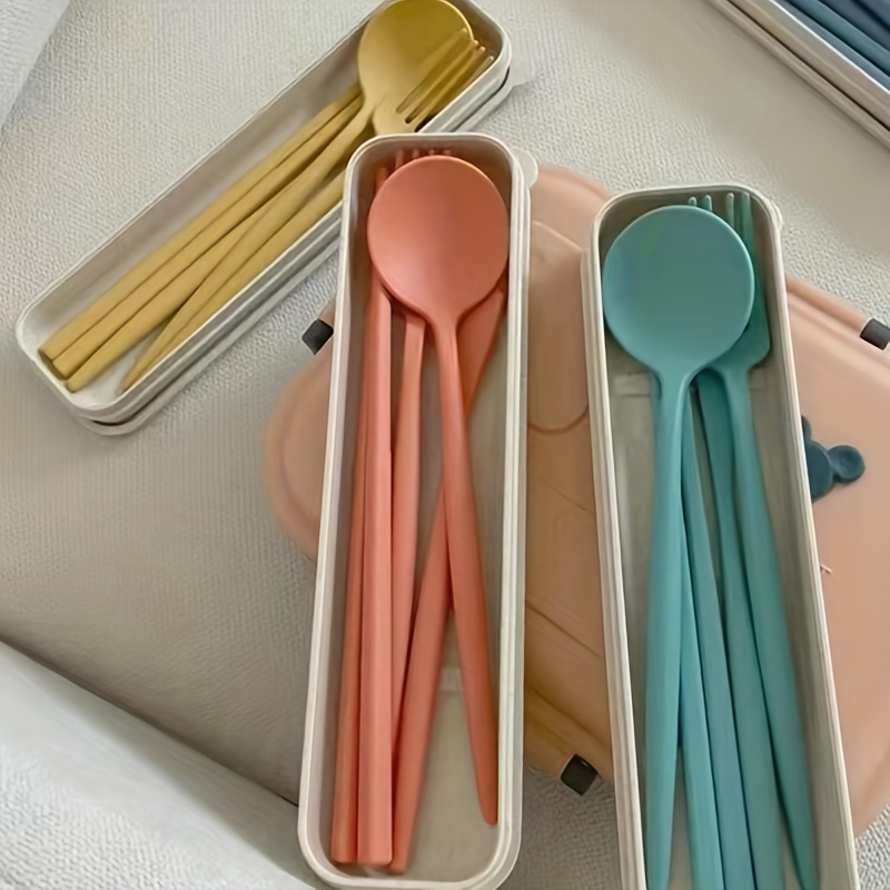 Portable Removable Cutlery Set,Reusable Eco-Friendly Utensils including  Biodegradable Chopsticks Spoon