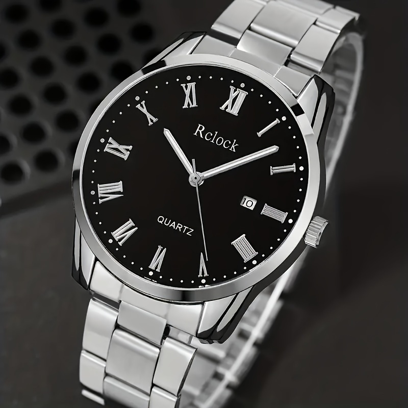 

1/2pcs/set, 1pc Popular Fashion Calendar Men's Business Quartz Watch With Steel Band/ 1pc Watch & 1pc Bracelet