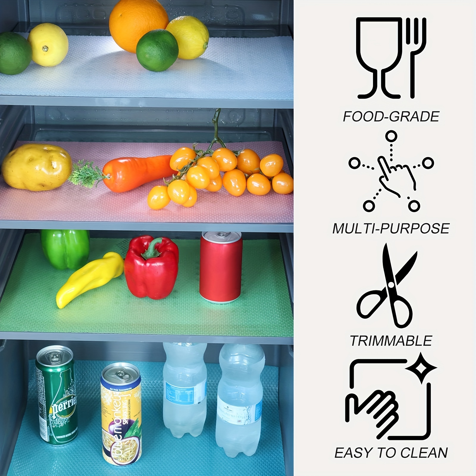 3 Pcs 5ft Refrigerator Mats EVA Shelf Liners For Glass Shelves Washable  Pads Liners For Refrigerator