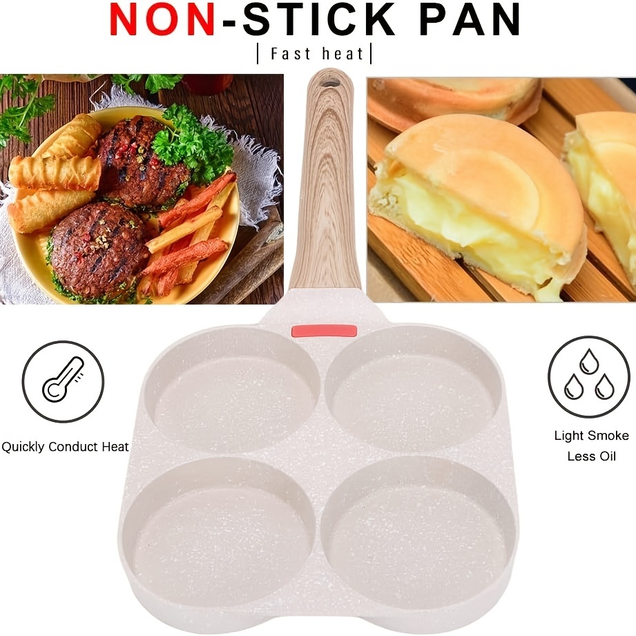 Nonstick Egg Pan Omelette Pan, 4-Cup Healthy Granite Egg Frying Pan, Perfect for Breakfast Sandwiches, Pancakes, Burgers - Suitable for GAS Stove 