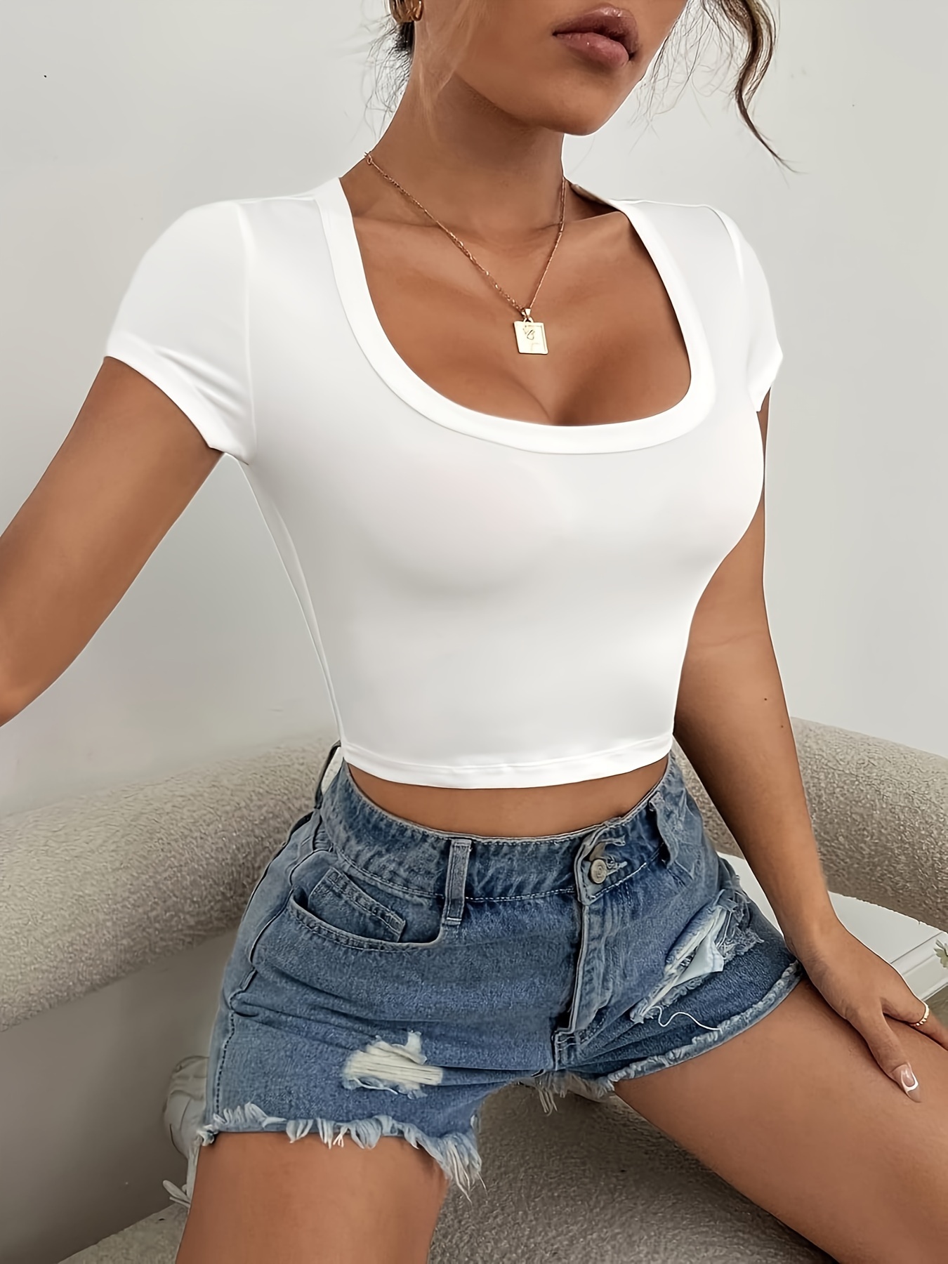 Sexy Cut Crop T shirt Long Sleeve Loose Casual Top Women's - Temu