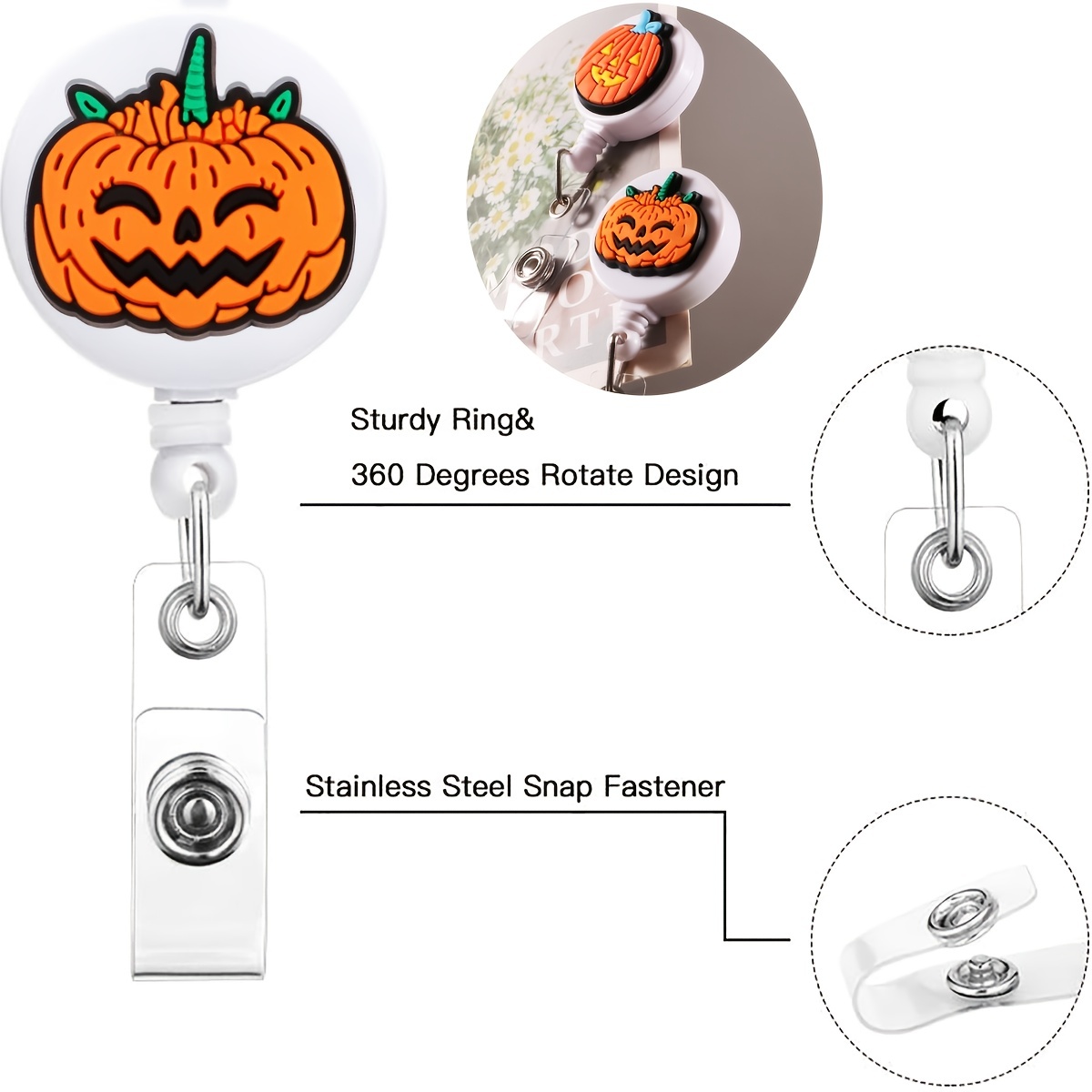 Halloween Retractable Badge Reel Funny Ghost Badge Clip Id - Temu