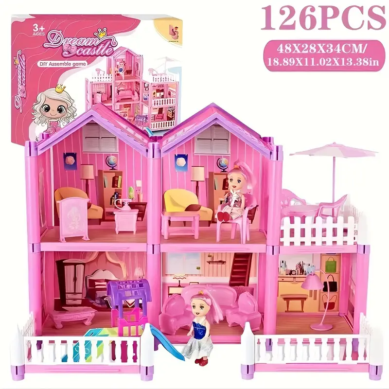 Doll House Girls' Villa Princess Castle Set Children's Crossing Home  Simulation Assembly Toy Birthday Gift, Halloween And Christmas Gift For  Boys And Girls - Temu