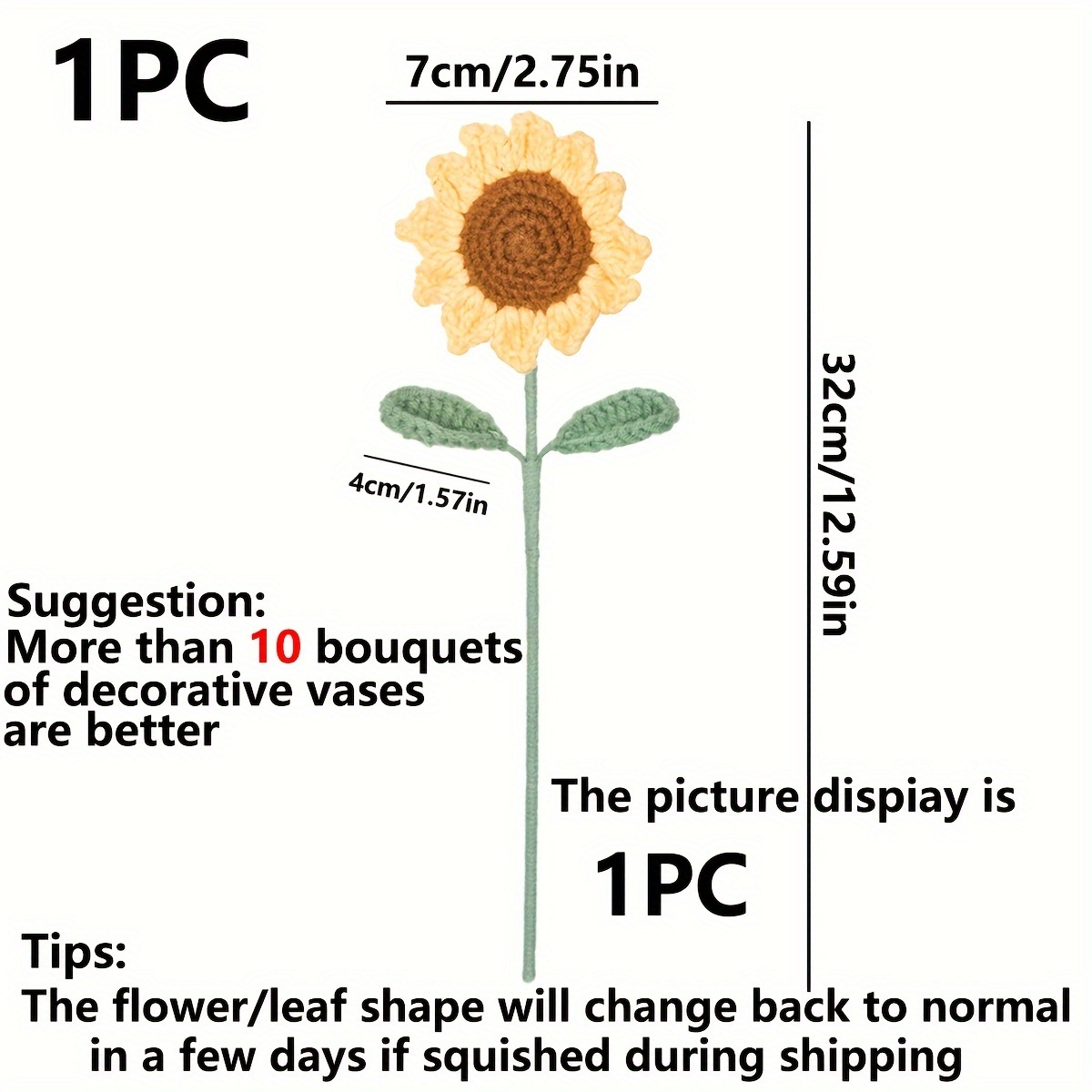 1/3 Pezzi Girasoli Artificiali Lavorati A Maglia, Fiori Finti Alluncinetto  Gambo, Decorare Tavoli Casa, Matrimoni, Uffici, Decorazioni Centro,  Decorazioni Invernali Natale, Decorazioni Primavera E Nuovo Anno