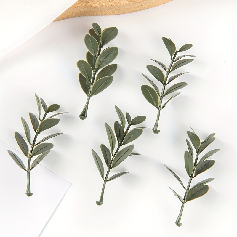 20pcs Artificial Plastic Plant Leaves, Fake Greenery Potted Plants, Decorative Plastic Aquatic Grass Bundles, Bonsai Flower Accessories, Wreath Decorations