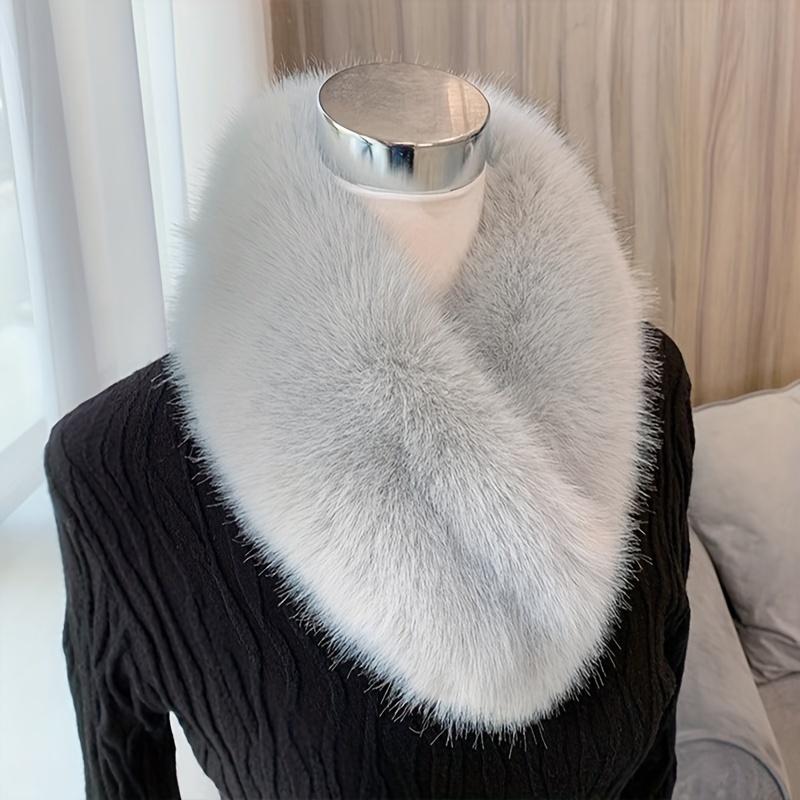 Faux Fur Collar Women's Neck Warmer Scarf Wrap Faux Fur Collar Hood Trim  Replacement Fluffy Scarf Collar