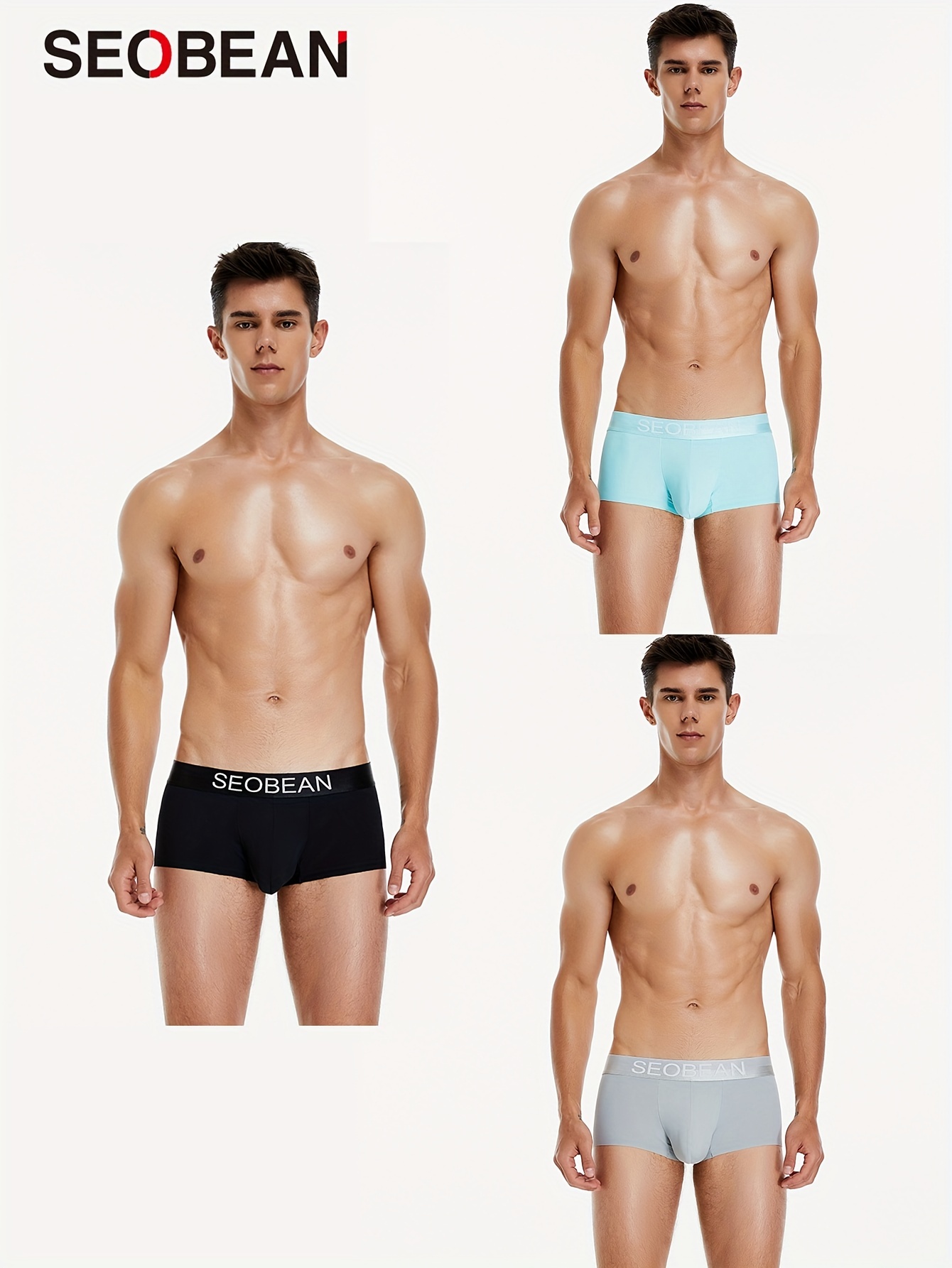 Seobean Men's Cartoon Cute Little Briefs Low-rise Polyester Breathable  Underwear