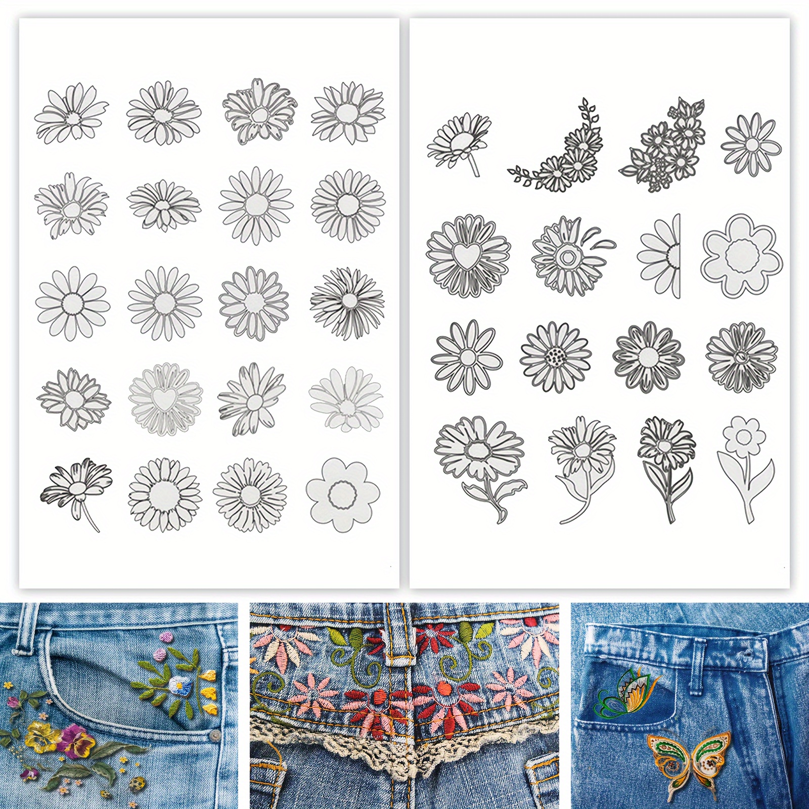  Jutom 10 Pcs Large Embroidery Patterns Water Soluble