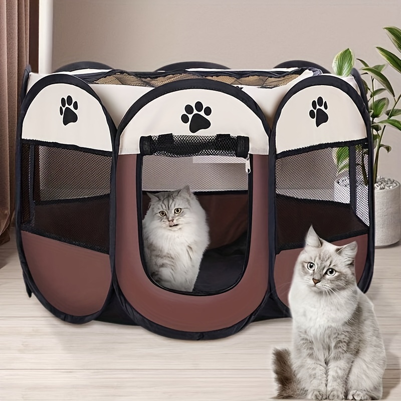 

1pc Foldable Octagon Pet Playpen Tent, Oxford Cloth, Scratch-resistant, For Cats & Dogs, Traditional Style, Indoor/outdoor Puppy & Kitten Enclosure