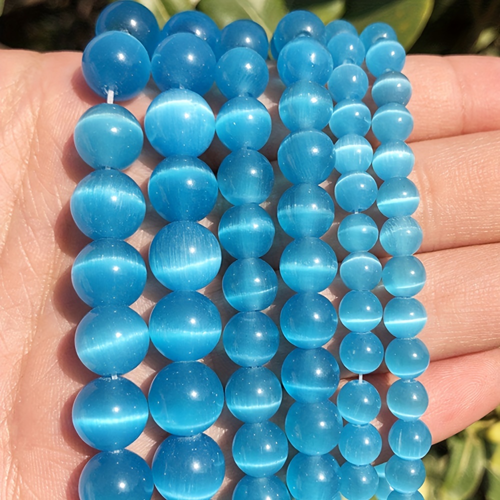 Bracelet en perles d'oeil de chat bleu 10mm