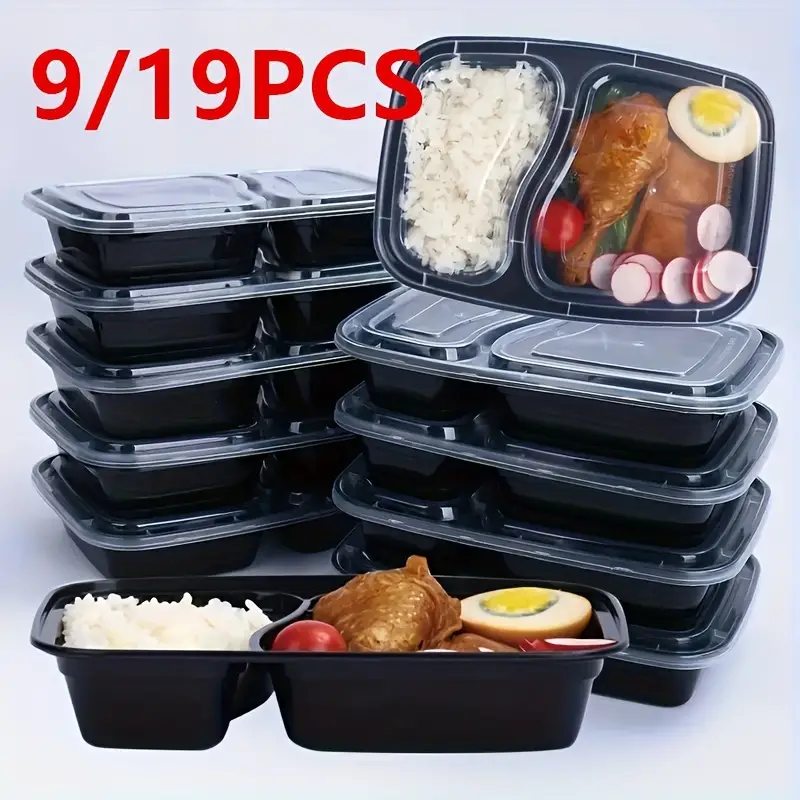 Plastic 2 Compartments Lunch Boxes With Lids, Stackable And Leak Proof Bento  Boxes Without Bisphenol A, Suitable For Microwaves, Refrigerators, And  Takeout, Perfect For Organizing And Storaging Food - Temu